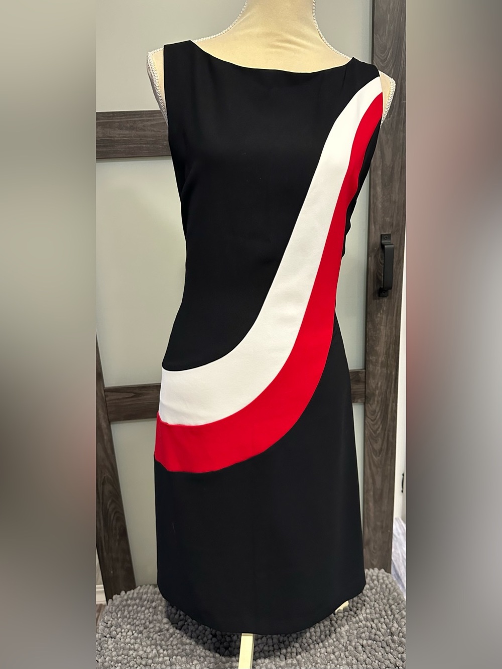 Jessica Howard Black White Red Sleeveless Dress Sz 14 Pageant Business Office